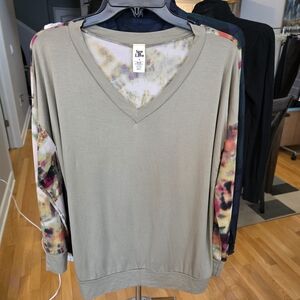 Sew in Love V-Neck Pullover with Watercolor Sleeve Detail